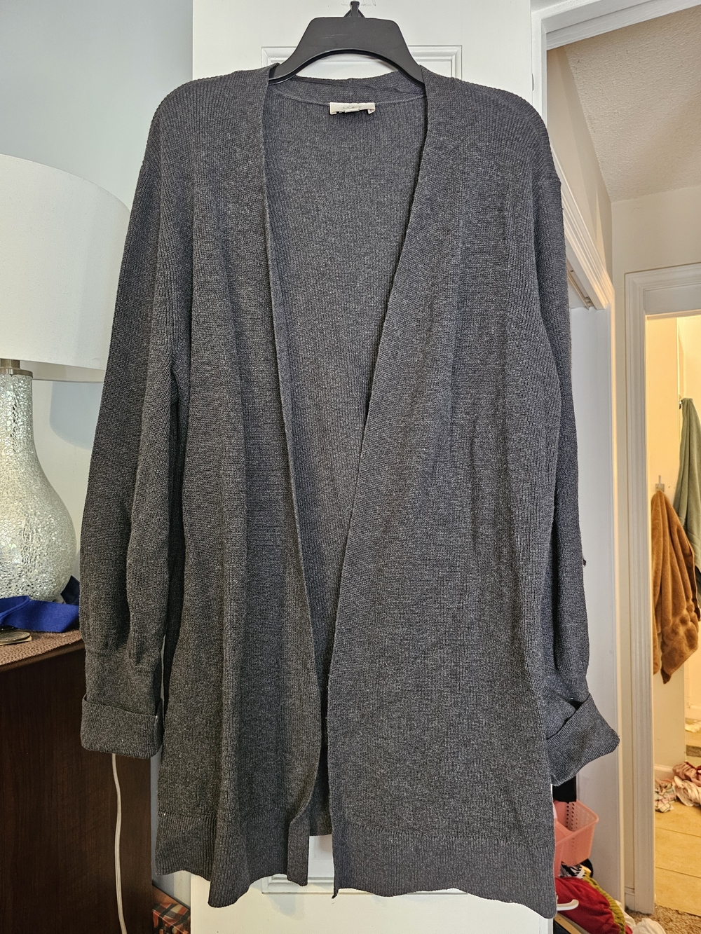 4/$25 LOFT Charcoal Gray Open-Front Knit Cardigan